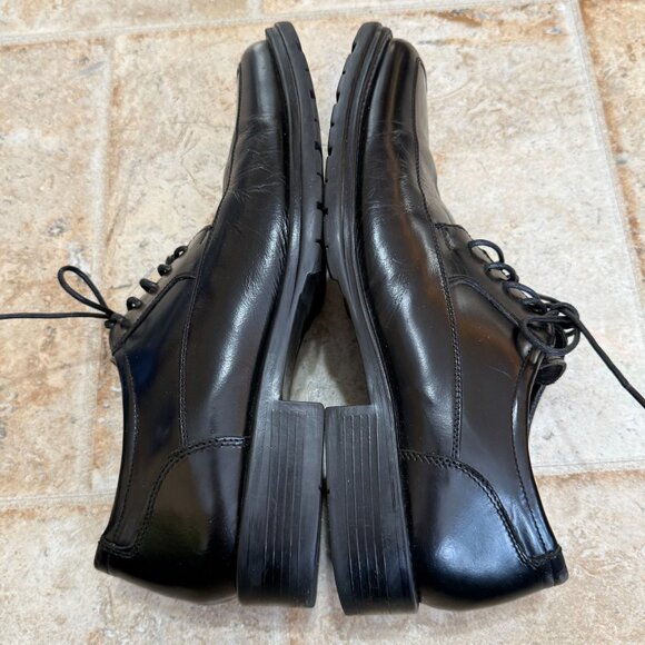 Mens Leather Oxford Dress Shoes 11.5M Black Square Toe Lace-Up Rubber Sole - Picture 11 of 12